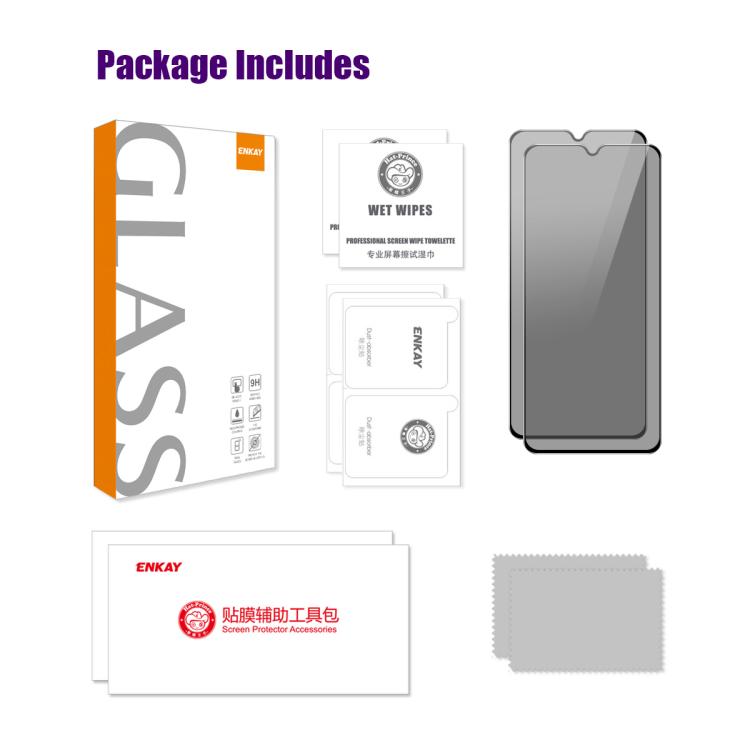 2pcs ENKAY Hat-Prince 28 Degree Anti-peeping Privacy Silk Screen Tempered Glass Film
