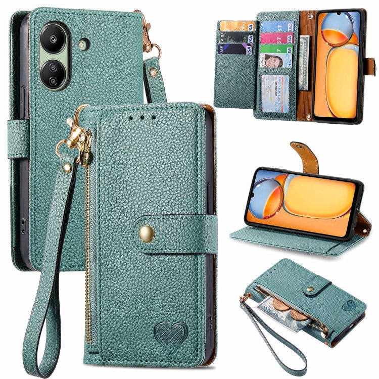 Love Zipper Lanyard Leather Phone Case