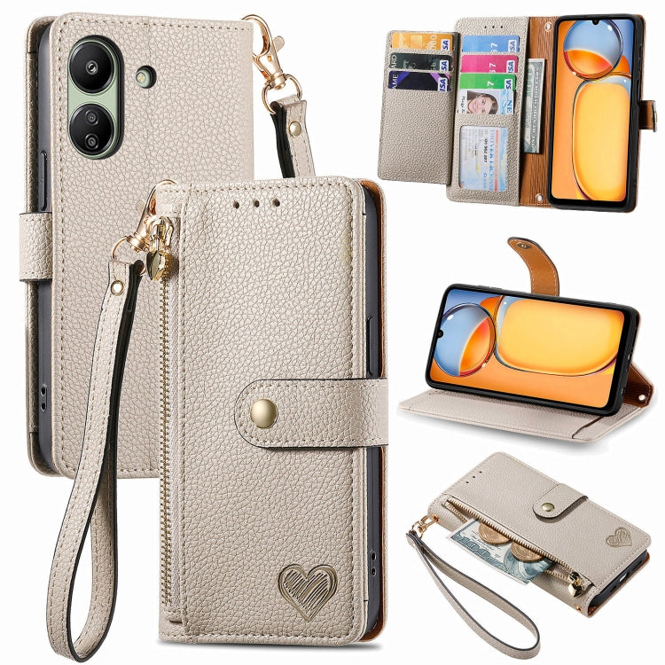 Love Zipper Lanyard Leather Phone Case