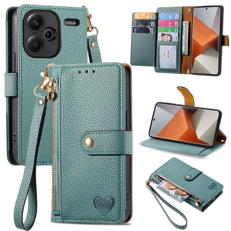 Love Zipper Lanyard Leather Phone Case