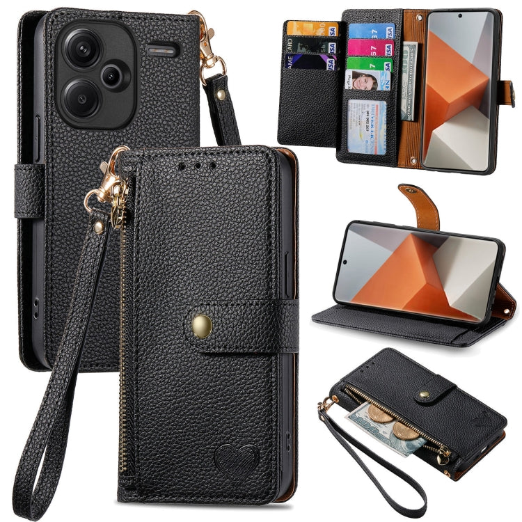 Love Zipper Lanyard Leather Phone Case