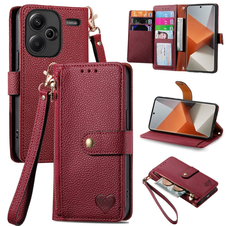 Love Zipper Lanyard Leather Phone Case