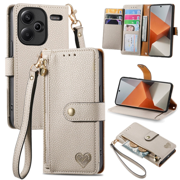 Love Zipper Lanyard Leather Phone Case