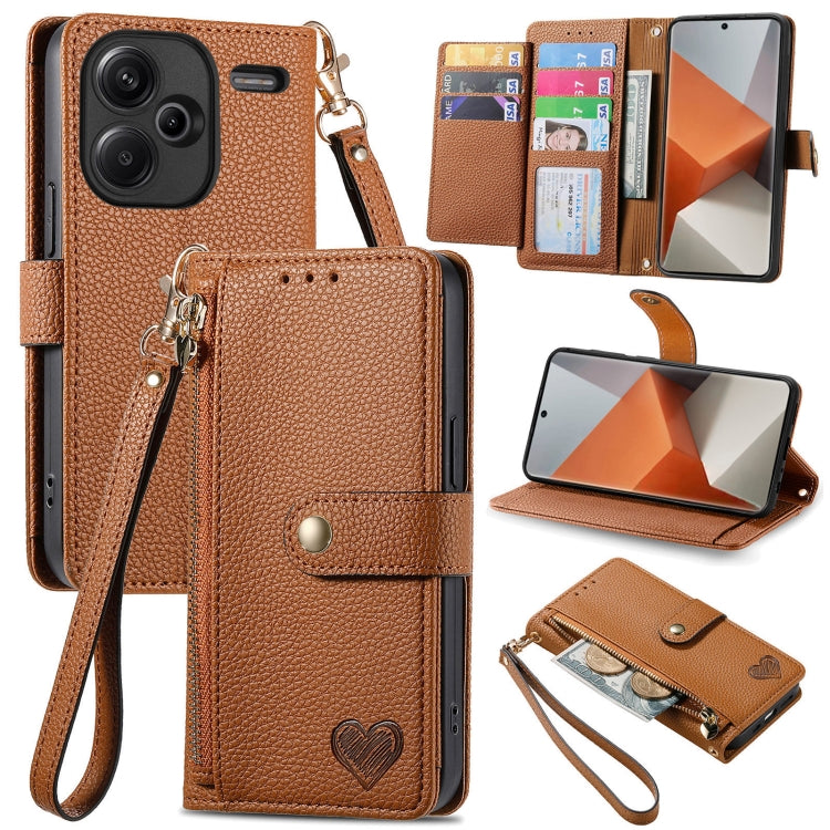 Love Zipper Lanyard Leather Phone Case