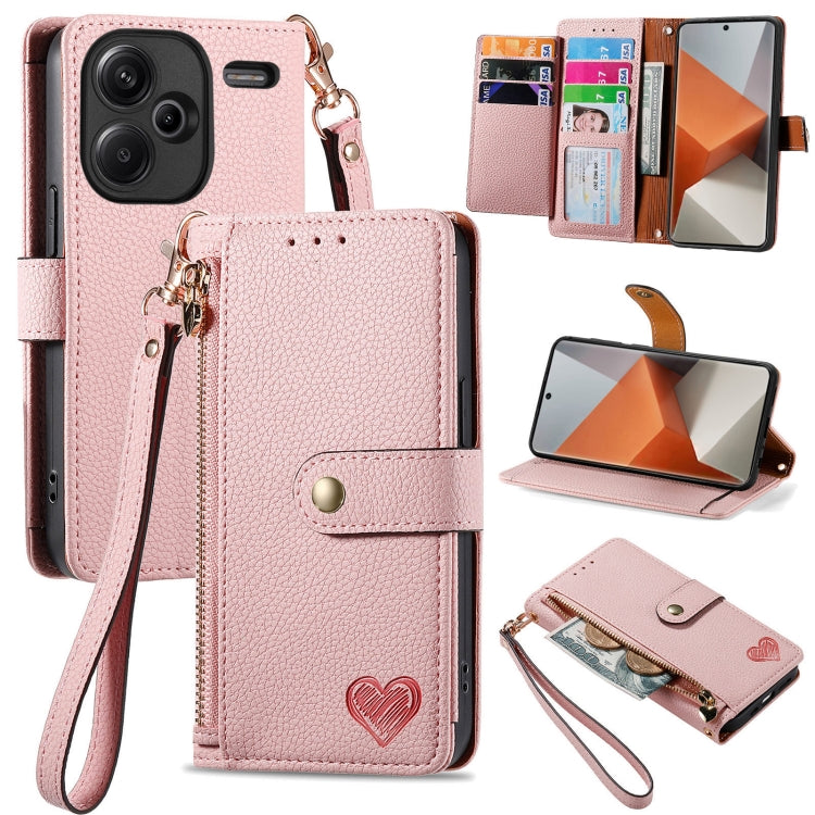 Love Zipper Lanyard Leather Phone Case