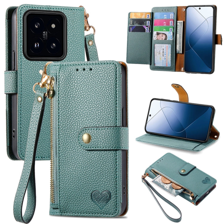 Love Zipper Lanyard Leather Phone Case