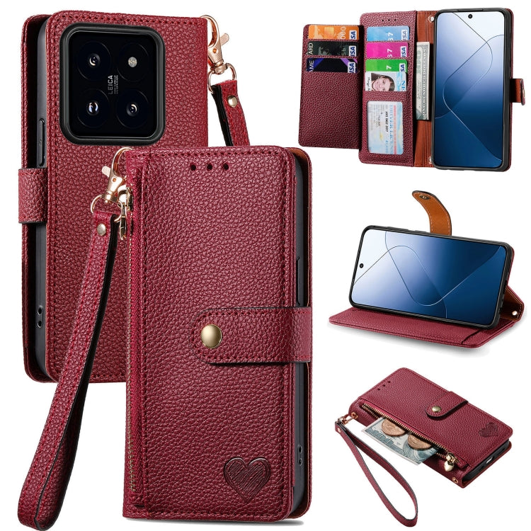 Love Zipper Lanyard Leather Phone Case