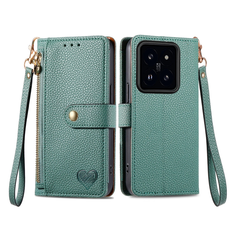 Love Zipper Lanyard Leather Phone Case
