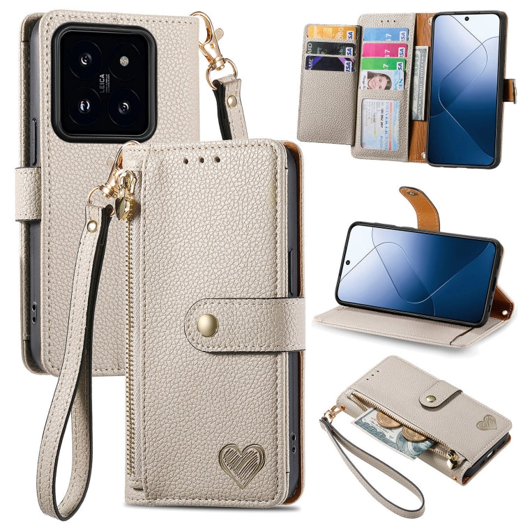 Love Zipper Lanyard Leather Phone Case