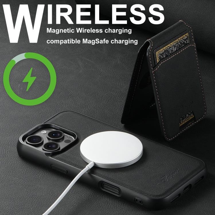 Suteni H16 Litchi Texture Leather Detachable Wallet Back Phone Case, For iPhone 16 Pro, For iPhone 16 Plus, For iPhone 16, For iPhone 15 Pro Max, For iPhone 15 Pro, For iPhone 15 Plus