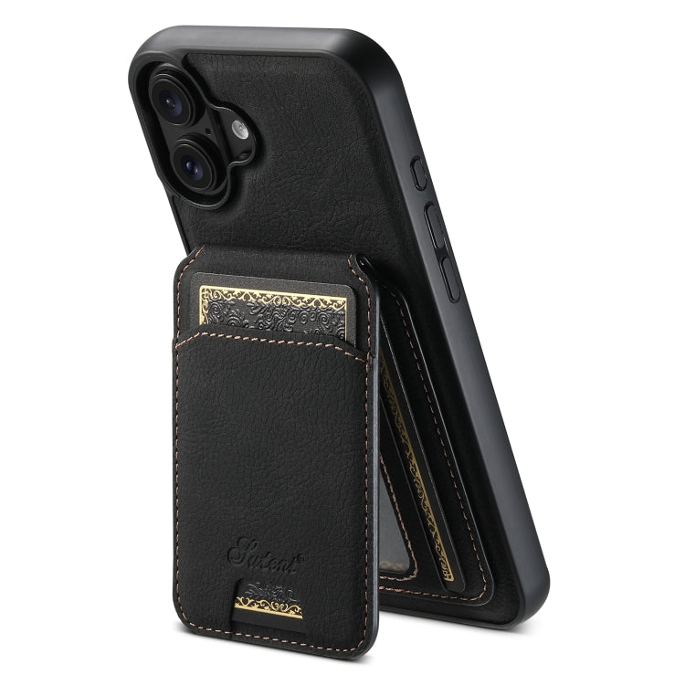 Suteni H16 Litchi Texture Leather Detachable Wallet Back Phone Case, For iPhone Air, For iPhone 16 Pro Max, For iPhone 16 Pro, For iPhone 16 Plus, For iPhone 16, For iPhone 15 Pro Max