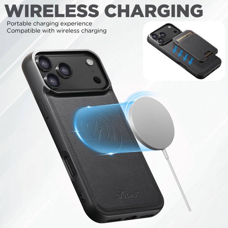 Étui portefeuille détachable Suteni H16 en cuir texturé Litchi pour iPhone 16 Pro Max, iPhone 16 Pro, iPhone 16 Plus, iPhone 16, iPhone 15 Pro Max, iPhone 15 Pro, iPhone 15 Plus, iPhone 15