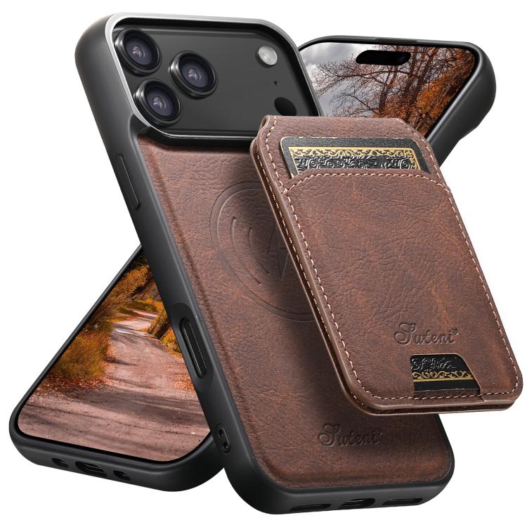 Suteni H16 Litchi Texture Leather Detachable Wallet Back Phone Case, For iPhone 18, For iPhone 18 Pro, For iPhone 18 Pro Max, For iPhone 17 Pro Max, For iPhone 17 Pro, For iPhone 17