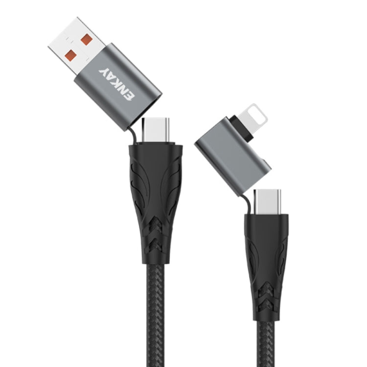ENKAY PD100W 4-in-1 USB-A / Type-C to Type-C / 8 Pin Multifunction Fast Charging Cable with E-Marker, 1m, 2m