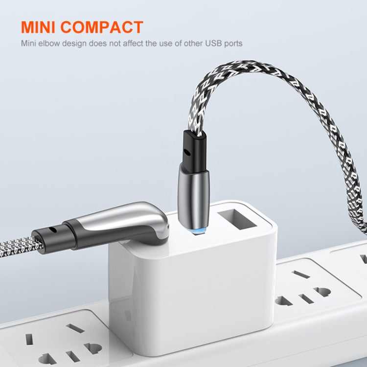 ENKAY PD30W Elbow Type-C to 8 Pin Fast Charging Data Braid Cable with Indicator Light, 0.5m, 1.2m, 2m