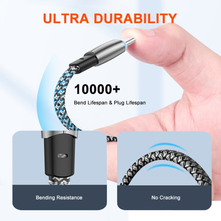 ENKAY PD30W Elbow Type-C to 8 Pin Fast Charging Data Braid Cable with Indicator Light, 0.5m, 1.2m, 2m