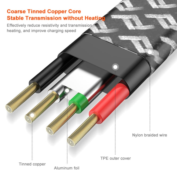 ENKAY PD30W Elbow Type-C to 8 Pin Fast Charging Data Braid Cable with Indicator Light, 0.5m, 1.2m, 2m