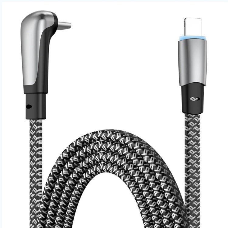 ENKAY PD30W Elbow Type-C to 8 Pin Fast Charging Data Braid Cable with Indicator Light, 0.5m, 1.2m, 2m