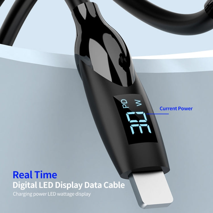 ENKAY 2.4A USB to 8 Pin Fast Charging Data Silicone Cable with LED Display, 1m, 2m