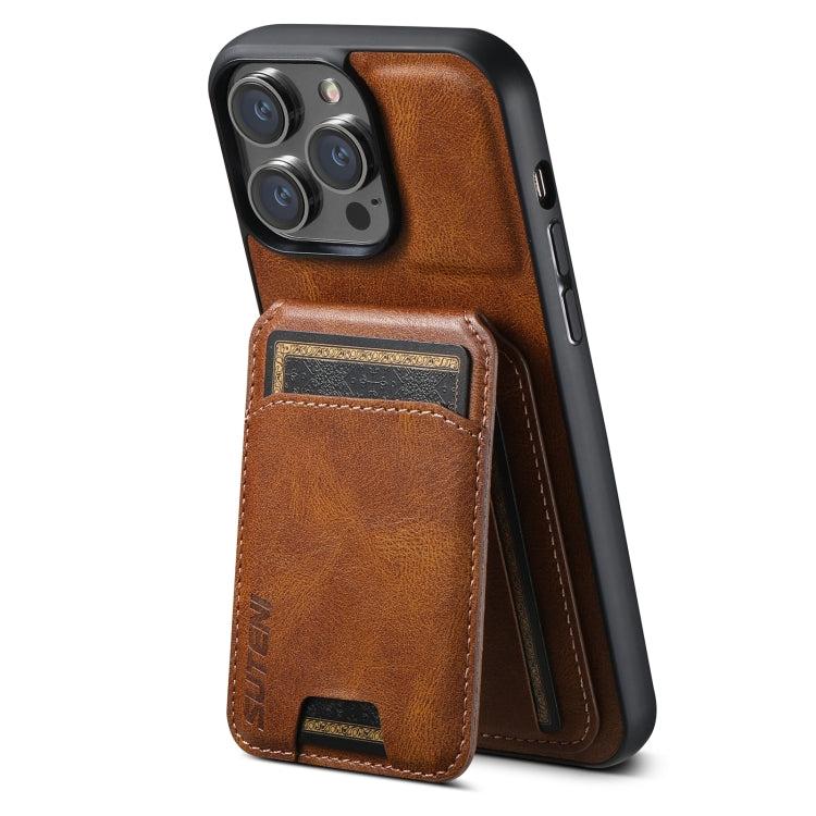 Suteni H02 Leather Wallet Stand Back Phone Case, For iPhone 16 Plus, For iPhone 16, For iPhone 15 Pro Max, For iPhone 15 Pro, For iPhone 15 Plus, For iPhone 15, For iPhone 14 Plus, For iPhone 14