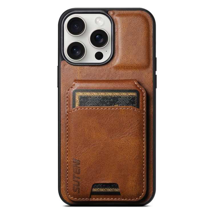 Suteni H02 Leather Wallet Stand Back Phone Case, For iPhone 16 Pro, For iPhone 16 Plus, For iPhone 16, For iPhone 15 Pro Max, For iPhone 15 Pro, For iPhone 15 Plus, For iPhone 15, For iPhone 14 Plus