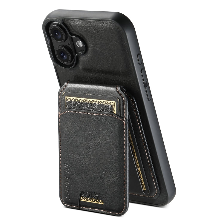 Suteni H02 Leather Wallet Stand Back Phone Case, For iPhone 16 Pro, For iPhone 16 Plus, For iPhone 16, For iPhone 15 Pro Max, For iPhone 15 Pro, For iPhone 15 Plus, For iPhone 15, For iPhone 14 Plus