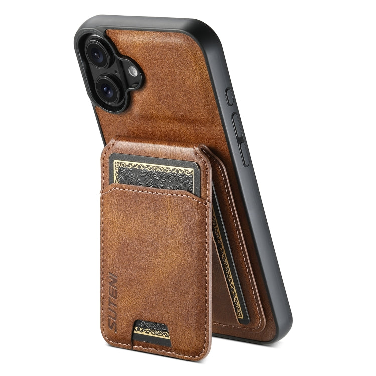 Suteni H02 Leather Wallet Stand Back Phone Case, For iPhone 16 Pro, For iPhone 16 Plus, For iPhone 16, For iPhone 15 Pro Max, For iPhone 15 Pro, For iPhone 15 Plus, For iPhone 15, For iPhone 14 Plus