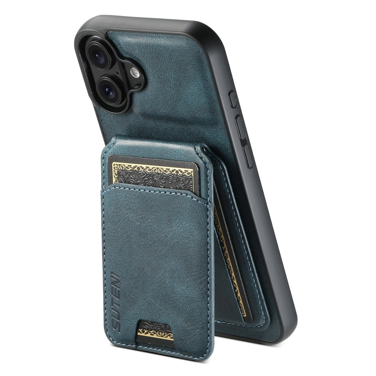 Suteni H02 Leather Wallet Stand Back Phone Case, For iPhone 16 Pro, For iPhone 16 Plus, For iPhone 16, For iPhone 15 Pro Max, For iPhone 15 Pro, For iPhone 15 Plus, For iPhone 15, For iPhone 14 Plus