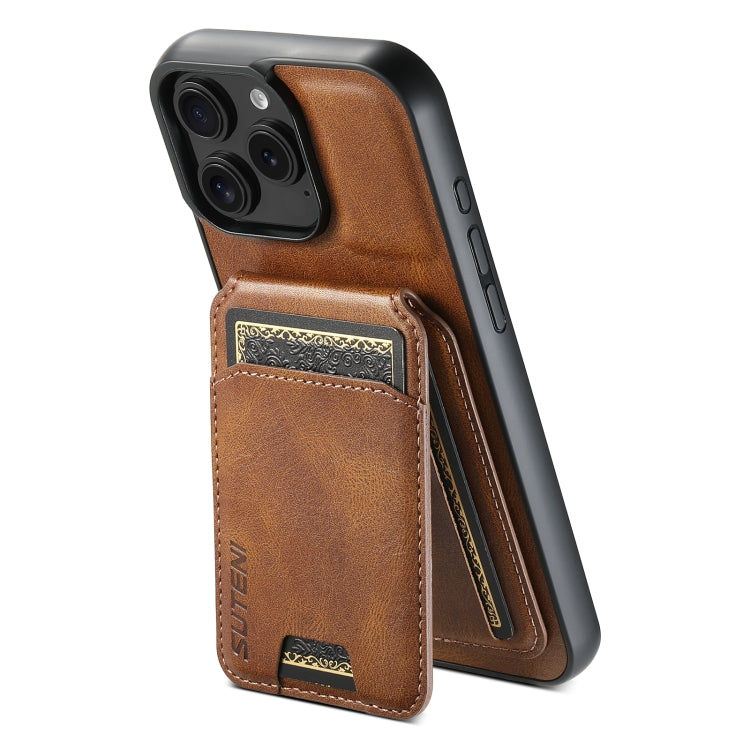 Suteni H02 Leather Wallet Stand Back Phone Case, For iPhone 18 Pro, For iPhone 18 Pro Max, For iPhone 17 Pro Max, For iPhone 17 Pro, For iPhone 17, For iPhone Air, For iPhone 16 Pro Max, For iPhone 16 Pro