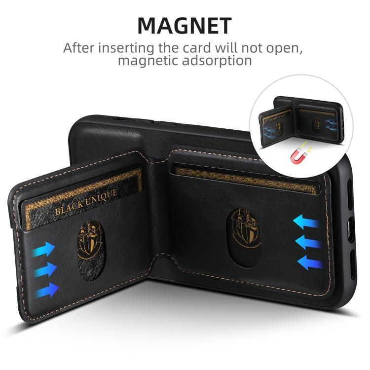 Suteni H02 Leather Wallet Stand Back Phone Case, For iPhone 17e / 16e, For iPhone 17 Pro Max, For iPhone 17 Pro, For iPhone 17, For iPhone Air, For iPhone 16 Pro Max, For iPhone 16 Pro, For iPhone 16 Plus