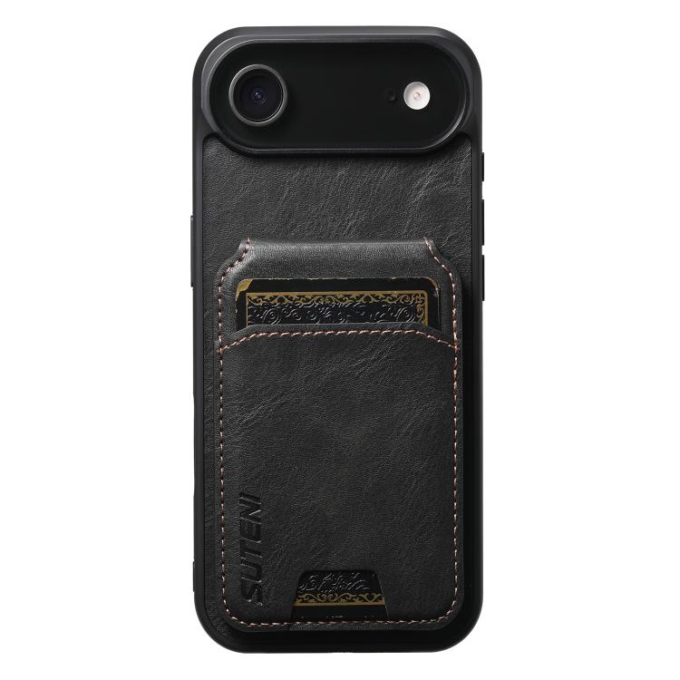Suteni H02 Leather Wallet Stand Back Phone Case, For iPhone 18, For iPhone 18 Pro, For iPhone 18 Pro Max, For iPhone 17 Pro Max, For iPhone 17 Pro, For iPhone 17, For iPhone Air, For iPhone 16 Pro Max