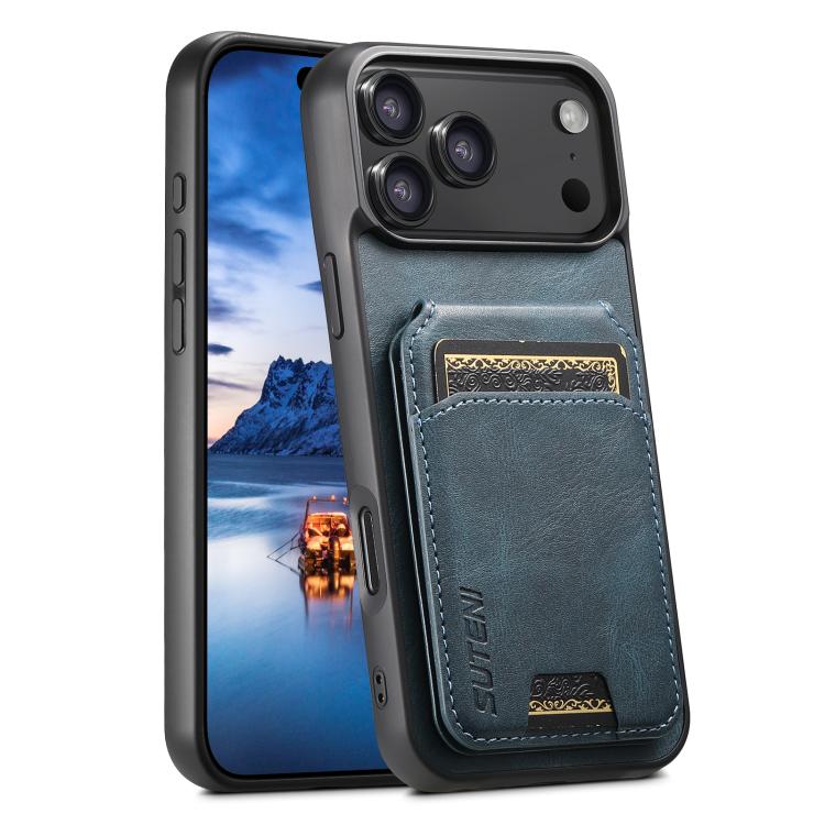Suteni H02 Leather Wallet Stand Back Phone Case, For iPhone 18, For iPhone 18 Pro, For iPhone 18 Pro Max, For iPhone 17 Pro Max, For iPhone 17 Pro, For iPhone 17, For iPhone Air, For iPhone 16 Pro Max