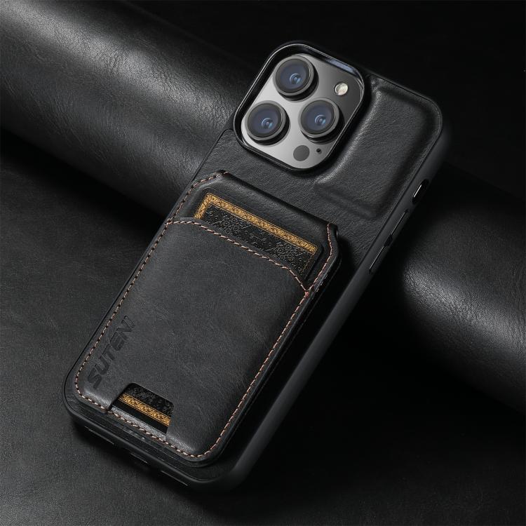 Suteni H02 Leather Wallet Stand Back Phone Case, For iPhone 18 Pro, For iPhone 18 Pro Max, For iPhone 17 Pro Max, For iPhone 17 Pro, For iPhone 17, For iPhone Air, For iPhone 16 Pro Max, For iPhone 16 Pro