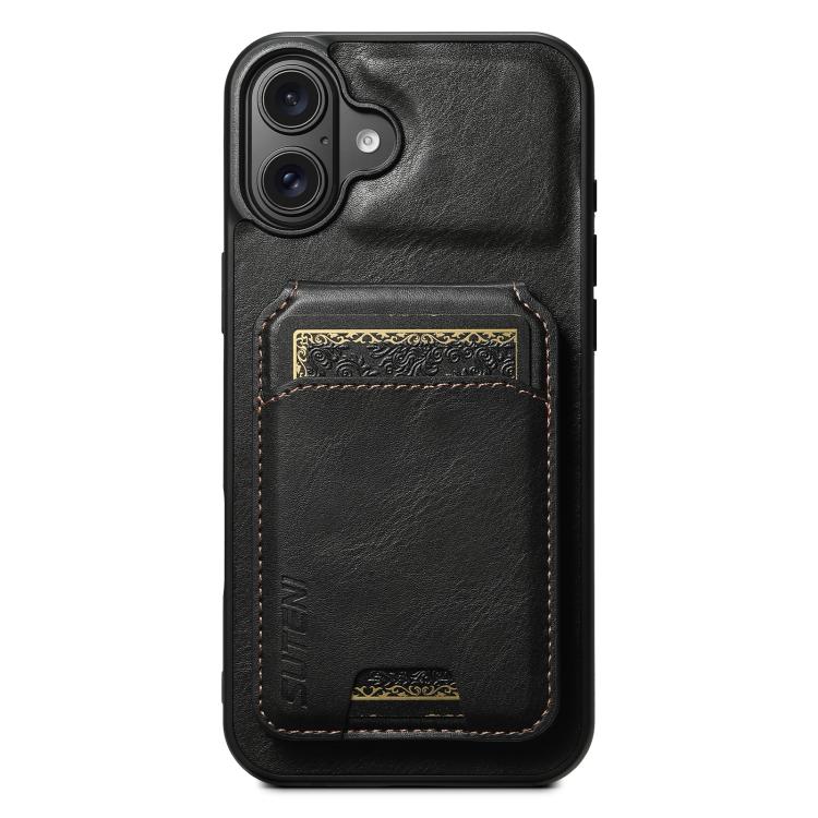 Suteni H02 Leather Wallet Stand Back Phone Case, For iPhone 18, For iPhone 18 Pro, For iPhone 18 Pro Max, For iPhone 17 Pro Max, For iPhone 17 Pro, For iPhone 17, For iPhone Air, For iPhone 16 Pro Max