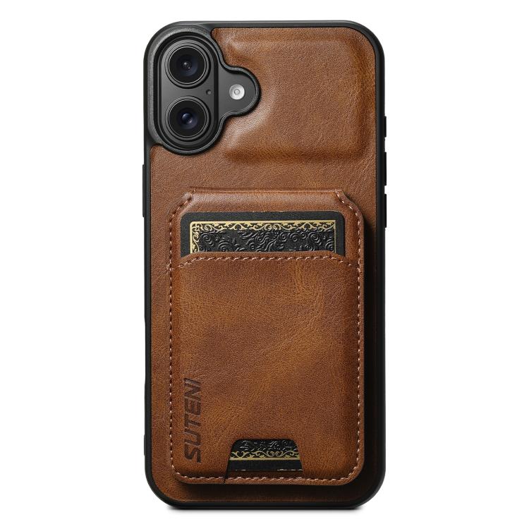 Suteni H02 Leather Wallet Stand Back Phone Case, For iPhone 18, For iPhone 18 Pro, For iPhone 18 Pro Max, For iPhone 17 Pro Max, For iPhone 17 Pro, For iPhone 17, For iPhone Air, For iPhone 16 Pro Max