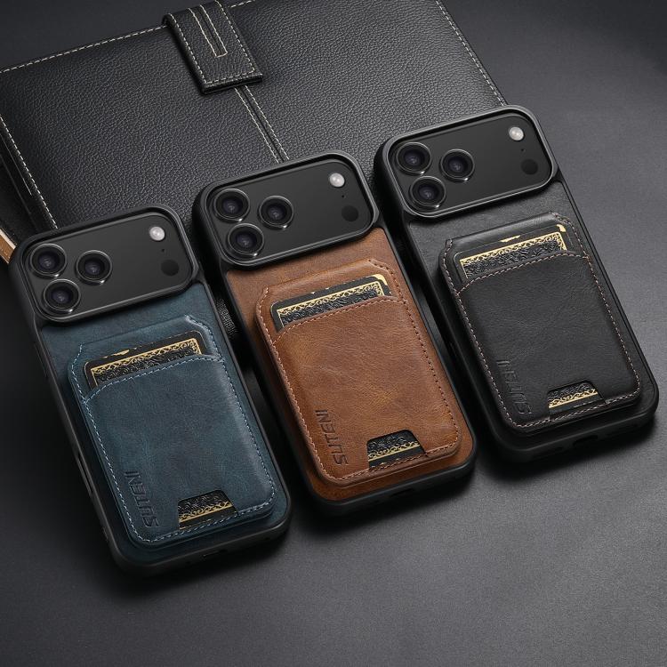 Suteni H02 Leather Wallet Stand Back Phone Case, For iPhone 18, For iPhone 18 Pro, For iPhone 18 Pro Max, For iPhone 17 Pro Max, For iPhone 17 Pro, For iPhone 17, For iPhone Air, For iPhone 16 Pro Max