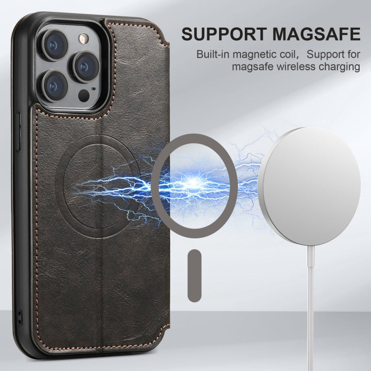 Suteni J05 Leather Magnetic MagSafe Phone Case, For iPhone 15 Plus, For iPhone 15