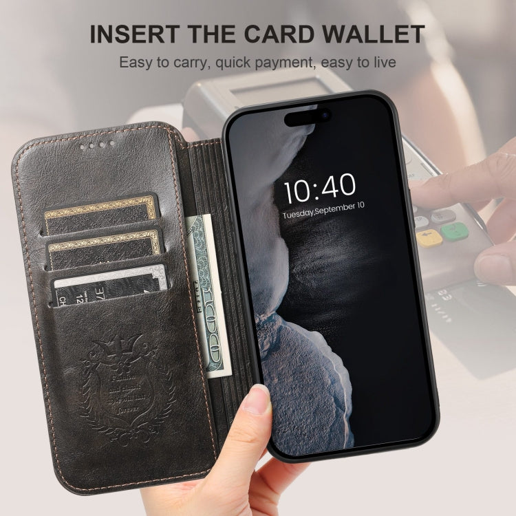 Suteni J05 Leather Magnetic MagSafe Phone Case, For iPhone 15 Plus, For iPhone 15