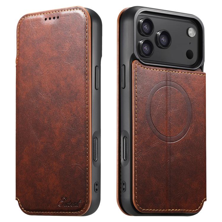 Suteni J05 Leather Magnetic MagSafe Phone Case, For iPhone 17 Pro Max, For iPhone 17 Pro, For iPhone 17, For iPhone Air, For iPhone 16 Pro Max, For iPhone 16 Pro