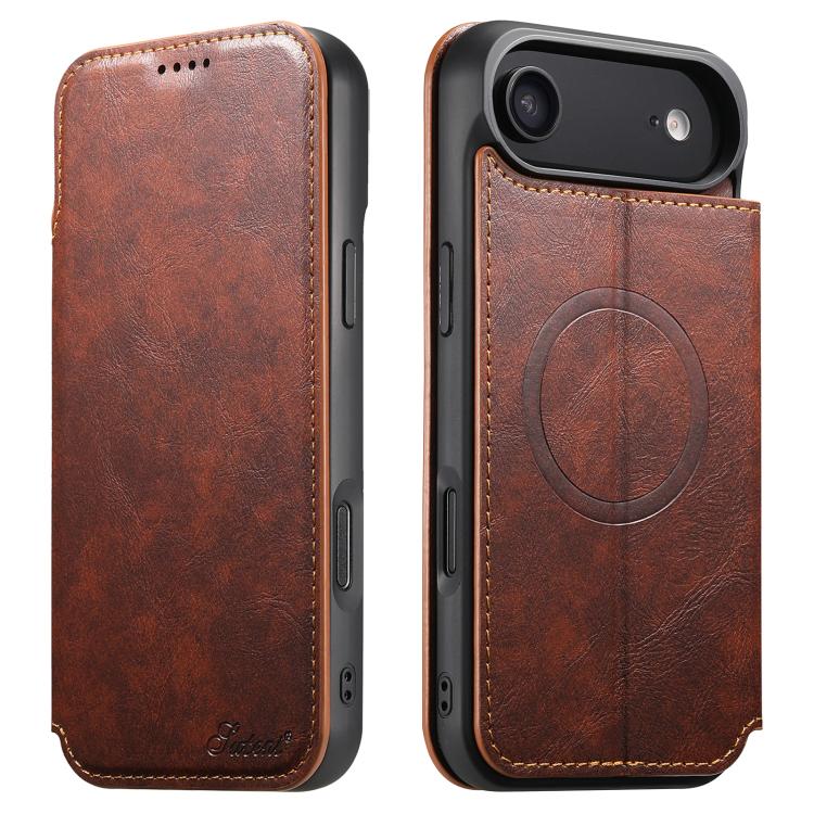 Suteni J05 Leather Magnetic MagSafe Phone Case, For iPhone 17 Pro Max, For iPhone 17 Pro, For iPhone 17, For iPhone Air, For iPhone 16 Pro Max, For iPhone 16 Pro