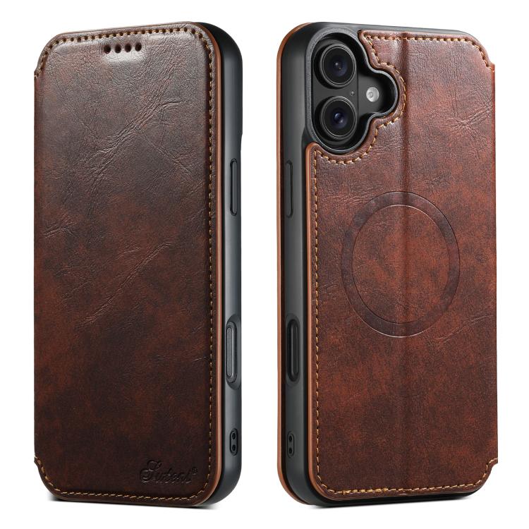 Suteni J05 Leather Magnetic MagSafe Phone Case, For iPhone 17 Pro Max, For iPhone 17 Pro, For iPhone 17, For iPhone Air, For iPhone 16 Pro Max, For iPhone 16 Pro