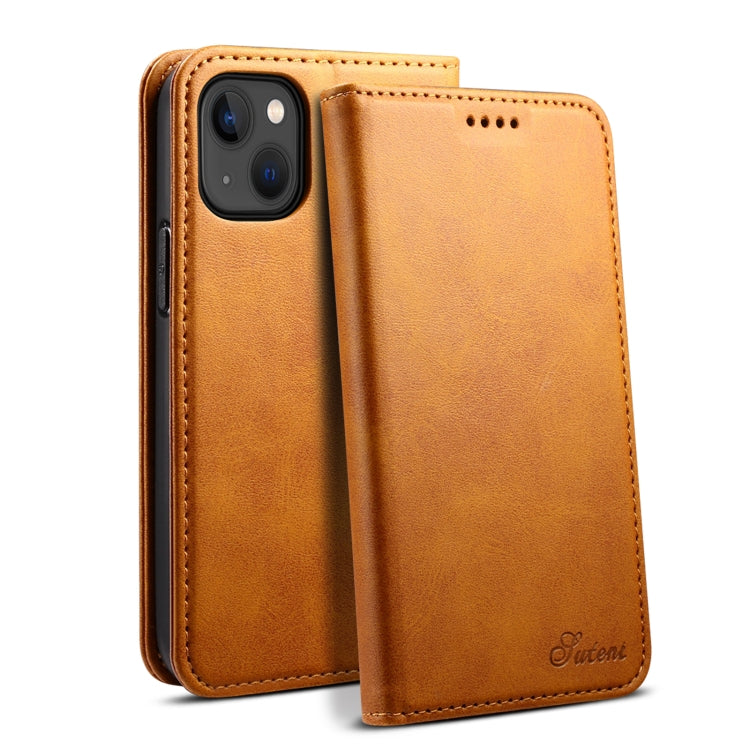 Suteni Calf Texture Horizontal Flip Leather Phone Case, For iPhone 15 Plus, For iPhone 15, For iPhone 17e / 16e