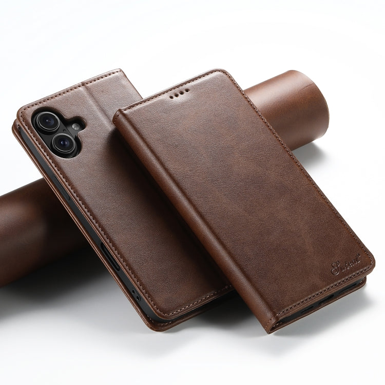 Suteni Calf Texture Horizontal Flip Leather Phone Case, For iPhone 16 Pro Max, For iPhone 16 Pro, For iPhone 16 Plus, For iPhone 16, For iPhone 15 Pro Max, For iPhone 15 Pro