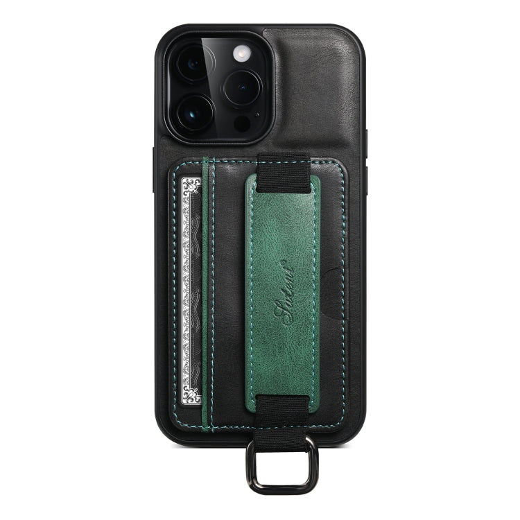 Suteni H13 Card Wallet Wrist Strap Holder PU Phone Case, For iPhone 16 Plus, For iPhone 16, For iPhone 15 Pro Max, For iPhone 15 Pro, For iPhone 15 Plus, For iPhone 15, For iPhone 17e / 16e