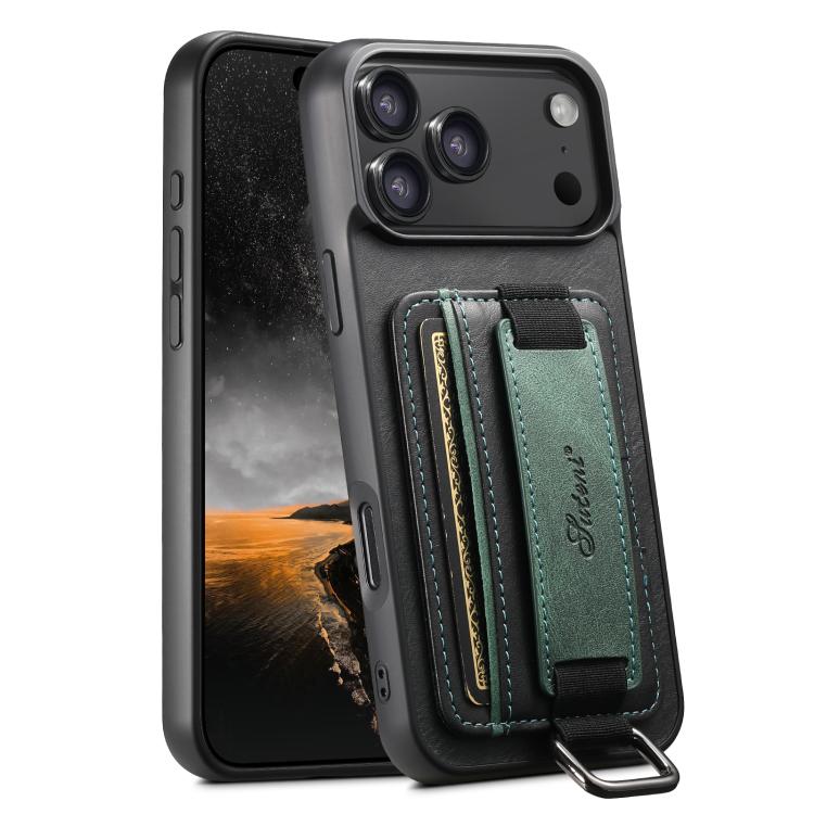 Suteni H13 Card Wallet Wrist Strap Holder PU Phone Case, For iPhone 18, For iPhone 18 Pro, For iPhone 18 Pro Max, For iPhone 17 Pro Max, For iPhone 17 Pro, For iPhone 17, For iPhone  Air, For iPhone 16 Pro Max