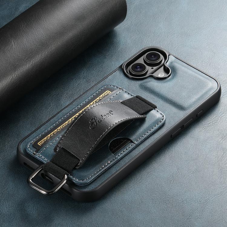 Suteni H13 Card Wallet Wrist Strap Holder PU Phone Case, For iPhone 18, For iPhone 18 Pro, For iPhone 18 Pro Max, For iPhone 17 Pro Max, For iPhone 17 Pro, For iPhone 17, For iPhone  Air, For iPhone 16 Pro Max