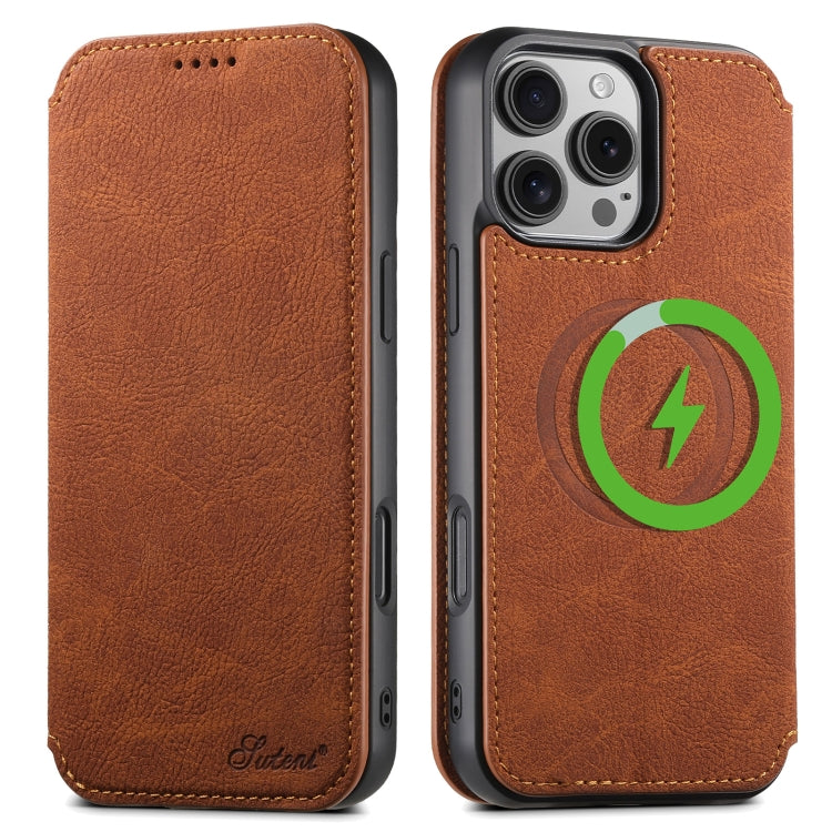 Suteni J06 Retro Matte Litchi Texture Leather MagSafe Phone Case, For iPhone 17 Pro Max, For iPhone 17 Pro, For iPhone 17, For iPhone Air, For iPhone 16 Pro Max, For iPhone 16 Pro, For iPhone 16 Plus, For iPhone 16