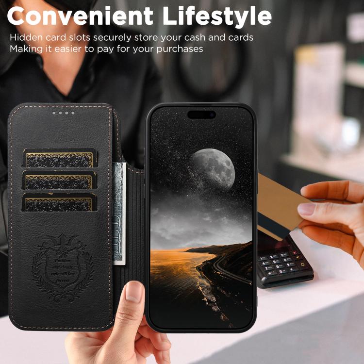 Suteni J06 Retro Matte Litchi Texture Leather MagSafe Phone Case, For iPhone 17 Pro Max, For iPhone 17 Pro, For iPhone 17, For iPhone Air, For iPhone 16 Pro Max, For iPhone 16 Pro, For iPhone 16 Plus, For iPhone 16