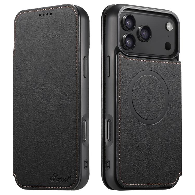 Suteni J06 Retro Matte Litchi Texture Leather MagSafe Phone Case, For iPhone 18, For iPhone 18 Pro, For iPhone 18 Pro Max, For iPhone 17 Pro Max, For iPhone 17 Pro, For iPhone 17, For iPhone Air, For iPhone 16 Pro Max