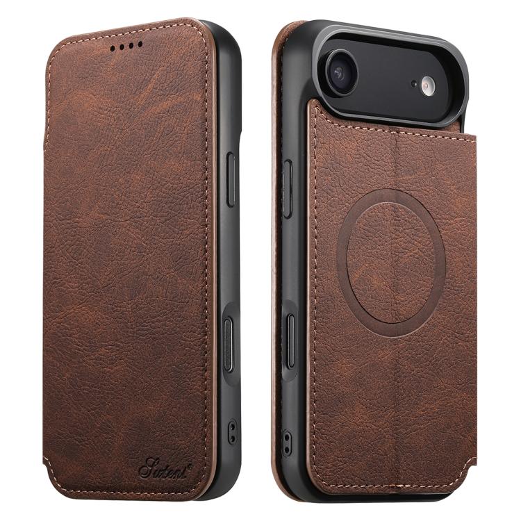 Suteni J06 Retro Matte Litchi Texture Leather MagSafe Phone Case, For iPhone 17 Pro Max, For iPhone 17 Pro, For iPhone 17, For iPhone Air, For iPhone 16 Pro Max, For iPhone 16 Pro, For iPhone 16 Plus, For iPhone 16